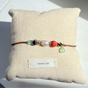 Chan Luu Beaded Bracelet Pearl Gold Red Blue